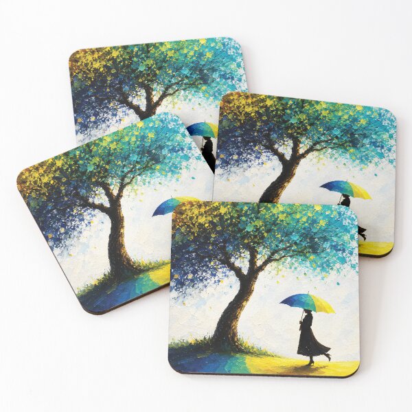 Item preview, Woman Under the Rainbow Tree – Textured Oil Painting designed and sold by RamyGallery.
