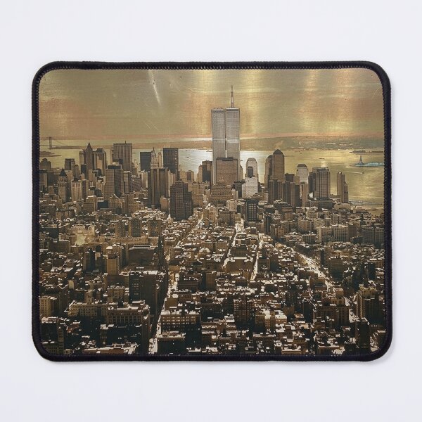 Item preview, Vintage New York Skyline Metallic Style Lithograph - Lower Manhattan & World Trade Center designed and sold by CleverCulture.
