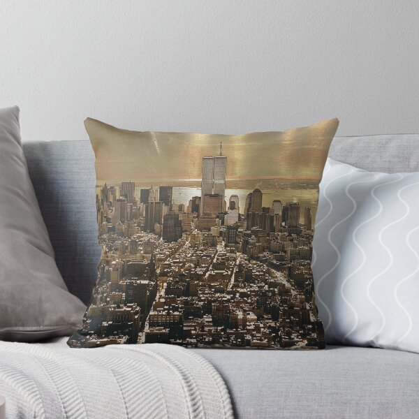 Item preview, Vintage New York Skyline Metallic Style Lithograph - Lower Manhattan & World Trade Center  designed and sold by CleverCulture.