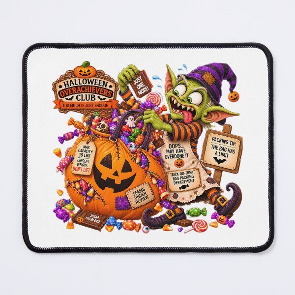 Item preview, ⚡HALLOWEEN OVERACHIEVERS CLUB - Goblin Candy Chaos - Trick-or-Treat Bag Packing Department designed and sold by WheelieGdArt.
