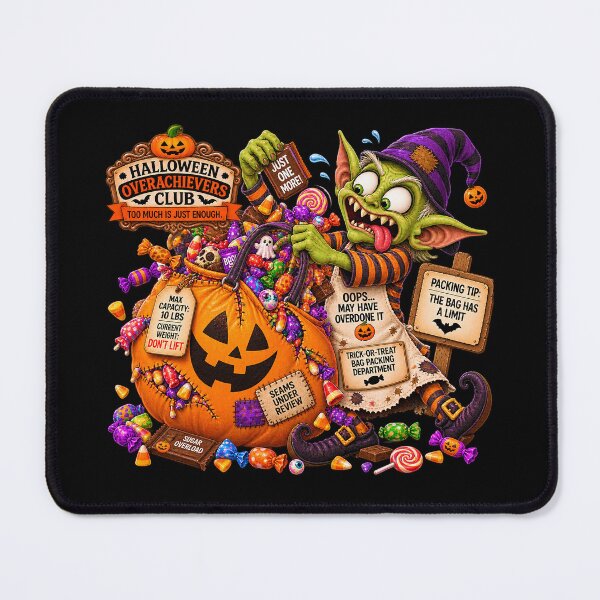 Item preview, ⚡HALLOWEEN OVERACHIEVERS CLUB - Goblin Candy Chaos - Trick-or-Treat Bag Packing Department - dark version designed and sold by WheelieGdArt.