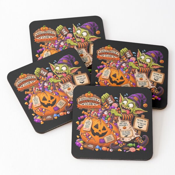 Item preview, ⚡HALLOWEEN OVERACHIEVERS CLUB -  Goblin Candy Chaos - Trick-or-Treat Bag Packing Department - dark version designed and sold by WheelieGdArt.