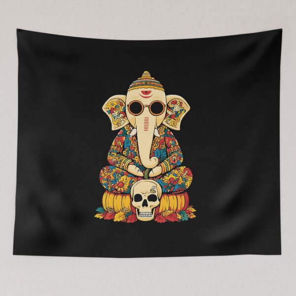 Item preview, Cool Elephant Halloween Skull Pumpkin Throne Blessing Pop Art designed and sold by PANNARUK THAILAND.
