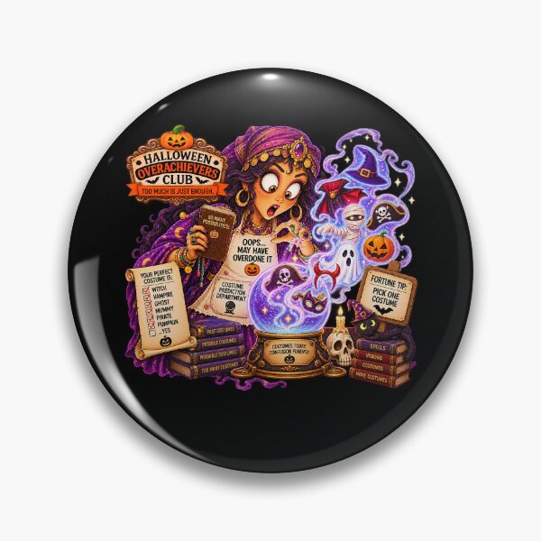 Item preview, ⚡HALLOWEEN OVERACHIEVERS CLUB -  Fortune Teller’s Costume Prediction Department - dark version designed and sold by WheelieGdArt.