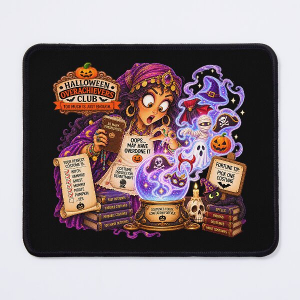 Item preview, ⚡HALLOWEEN OVERACHIEVERS CLUB - Fortune Teller’s Costume Prediction Department - dark version designed and sold by WheelieGdArt.