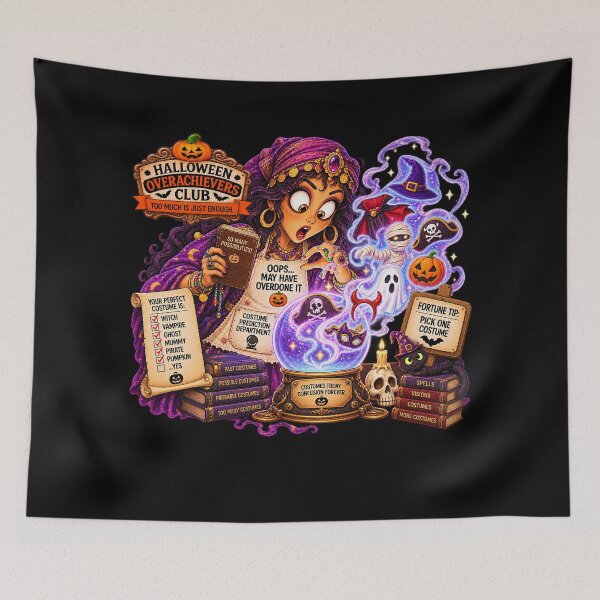Item preview, ⚡HALLOWEEN OVERACHIEVERS CLUB -  Fortune Teller’s Costume Prediction Department - dark version designed and sold by WheelieGdArt.