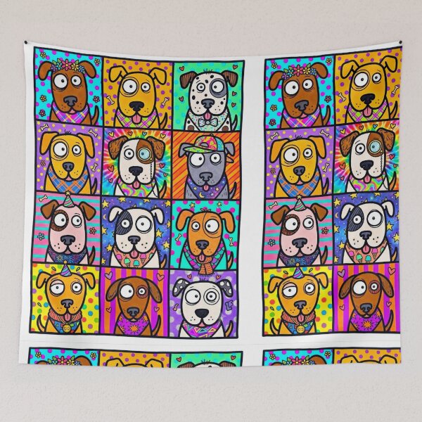 Item preview, Colorful Funny Dogs Pop Art Pattern designed and sold by El Mundo de Nalito..