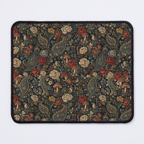 Item preview, Whimsical Dark Cottagecore, Paisley, Flemish Florals and Birds Tapestry Art designed and sold by DrewRomeoCo.