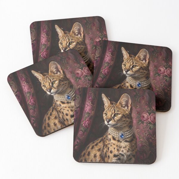 Item preview, Regal Serval Cat Portrait with Sapphire Brooch designed and sold by Real Beast Art.