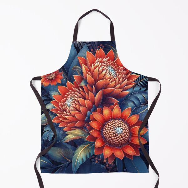 Item preview, Bold Orange Tropical Flowers on Navy designed and sold by AuraBinge.