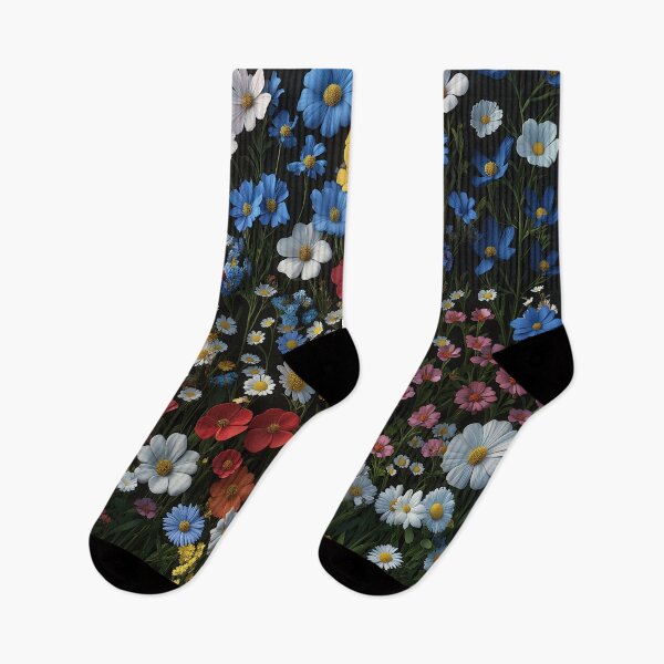 Item preview, Colorful Wildflower Meadow on Black designed and sold by AuraBinge.
