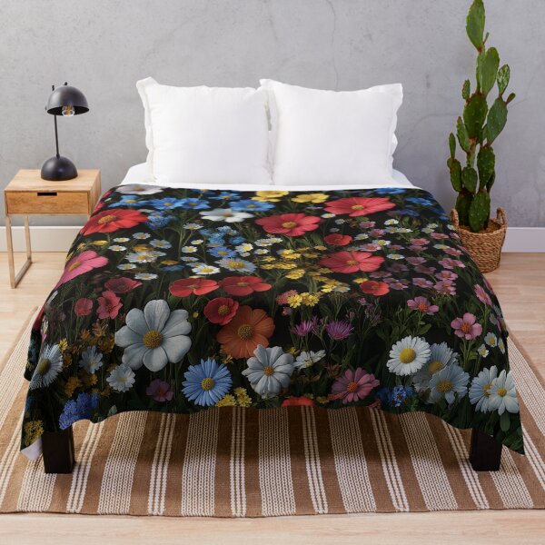 Item preview, Colorful Wildflower Meadow on Black designed and sold by AuraBinge.