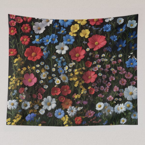 Item preview, Colorful Wildflower Meadow on Black designed and sold by AuraBinge.
