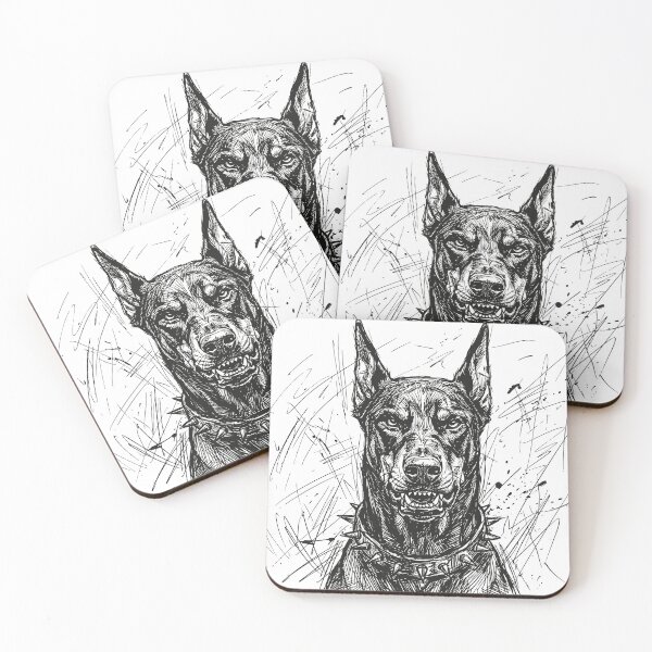 Item preview, Angry Doberman Ink Sketch Spiked Collar designed and sold by WilliegarciaRo.