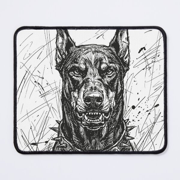 Item preview, Angry Doberman Ink Sketch Spiked Collar designed and sold by WilliegarciaRo.