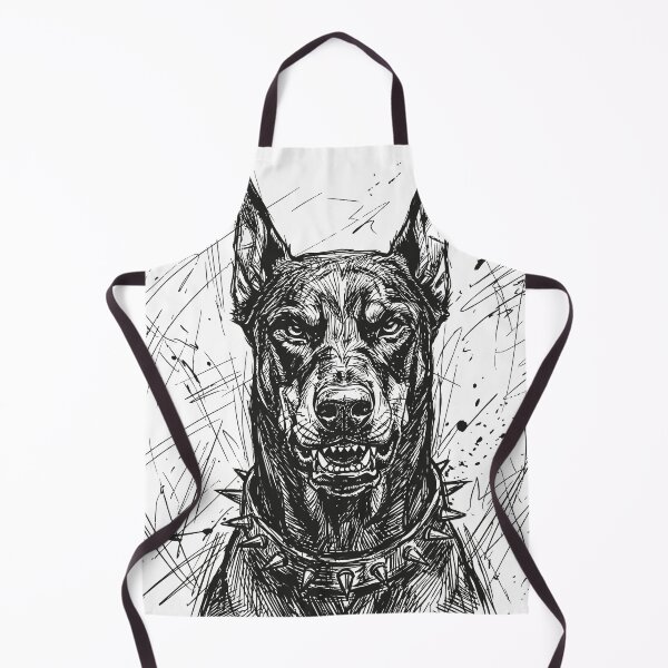 Item preview, Angry Doberman Ink Sketch Spiked Collar designed and sold by WilliegarciaRo.