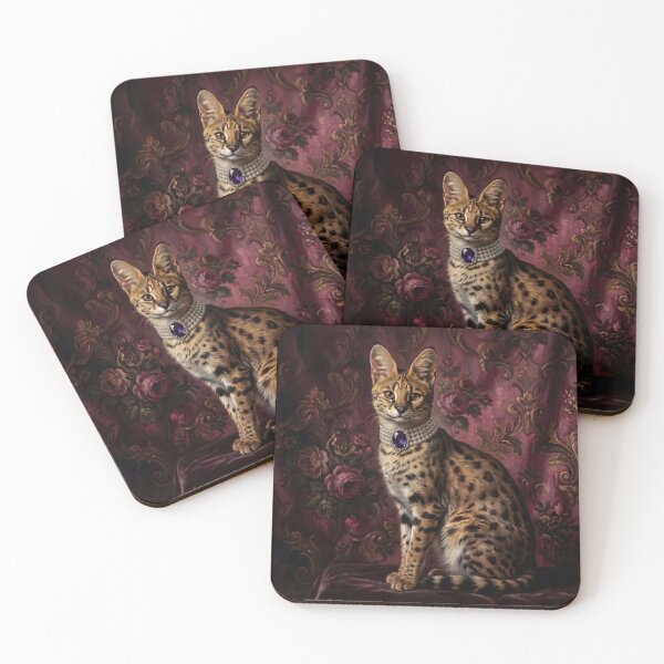 Item preview, Regal Serval Cat Portrait with Purple Gem designed and sold by Real Beast Art.