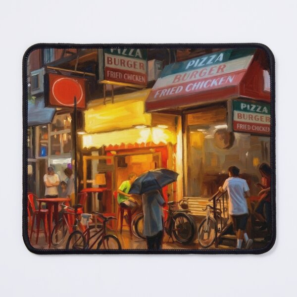 Item preview, Midnight Munchies NYC - Retro Pizza Shop Digital Painting designed and sold by CleverCulture.