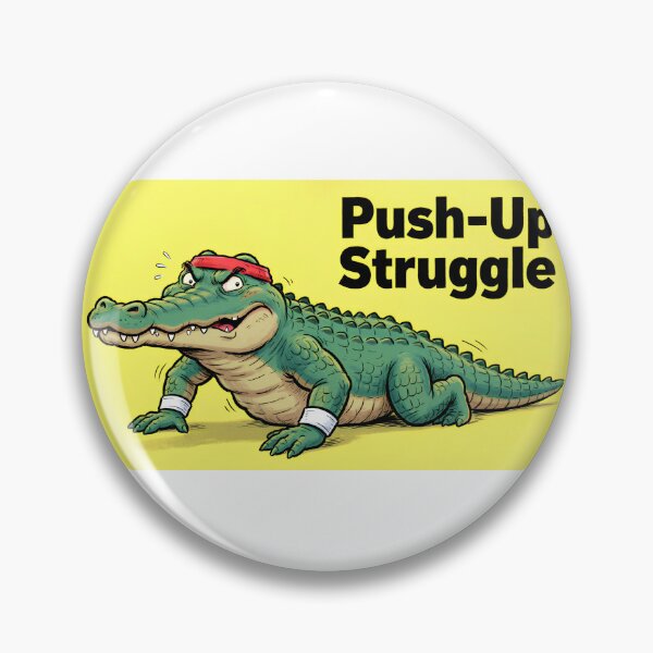 Item preview, Crocodile on Lizards "Push-Up Struggle" - Funny Illustration of an Alligator Doing Push-Ups designed and sold by fastansic.
