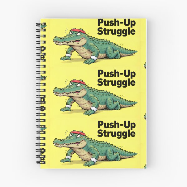 Item preview, Crocodile on Lizards "Push-Up Struggle" - Funny Illustration of an Alligator Doing Push-Ups designed and sold by fastansic.