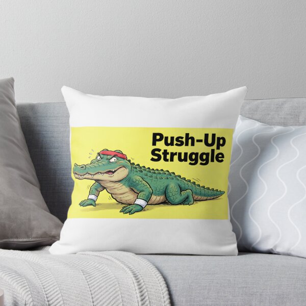 Item preview, Crocodile on Lizards "Push-Up Struggle" - Funny Illustration of an Alligator Doing Push-Ups designed and sold by fastansic.