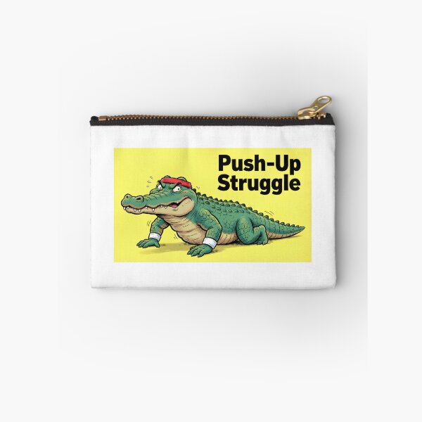 Item preview, Crocodile on Lizards "Push-Up Struggle" - Funny Illustration of an Alligator Doing Push-Ups designed and sold by fastansic.