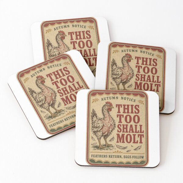 Item preview, This Too Shall Molt Chickens Mouser Label designed and sold by BoosterShop.