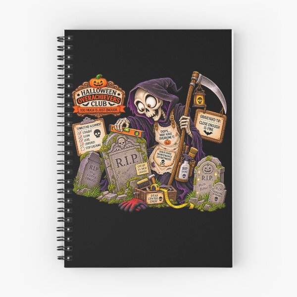 Item preview, ⚡HALLOWEEN OVERACHIEVERS CLUB -  Grim Reaper’s Graveyard Maintenance Department - dark version designed and sold by WheelieGdArt.