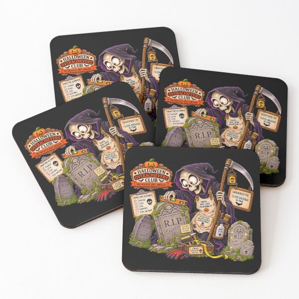 Item preview, ⚡HALLOWEEN OVERACHIEVERS CLUB -  Grim Reaper’s Graveyard Maintenance Department - dark version designed and sold by WheelieGdArt.