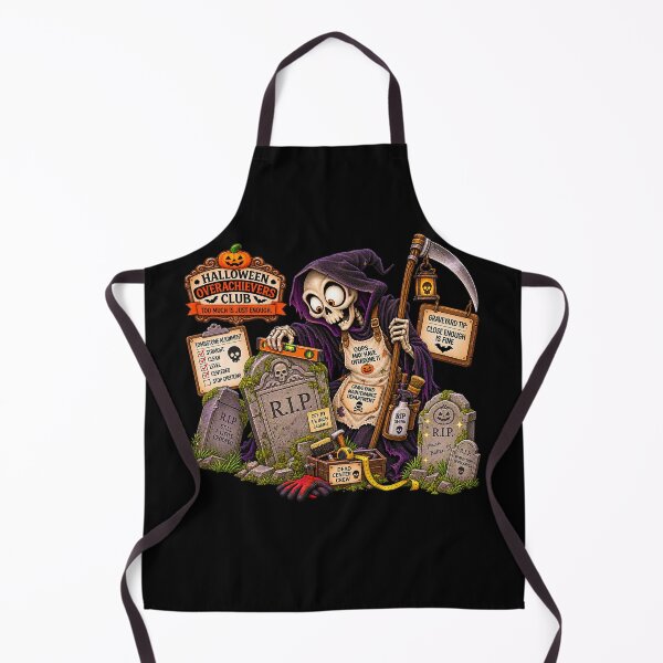Item preview, ⚡HALLOWEEN OVERACHIEVERS CLUB -  Grim Reaper’s Graveyard Maintenance Department - dark version designed and sold by WheelieGdArt.