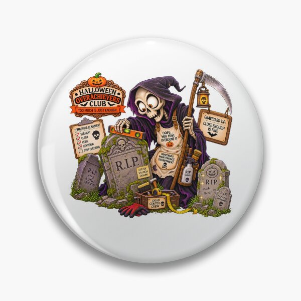 Item preview, ⚡HALLOWEEN OVERACHIEVERS CLUB -  Grim Reaper’s Graveyard Maintenance Department designed and sold by WheelieGdArt.