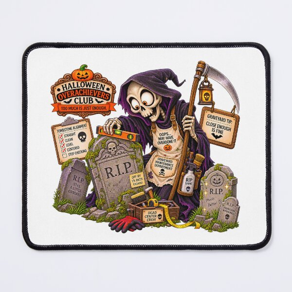 Item preview, ⚡HALLOWEEN OVERACHIEVERS CLUB -  Grim Reaper’s Graveyard Maintenance Department designed and sold by WheelieGdArt.