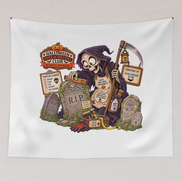Item preview, ⚡HALLOWEEN OVERACHIEVERS CLUB -  Grim Reaper’s Graveyard Maintenance Department designed and sold by WheelieGdArt.