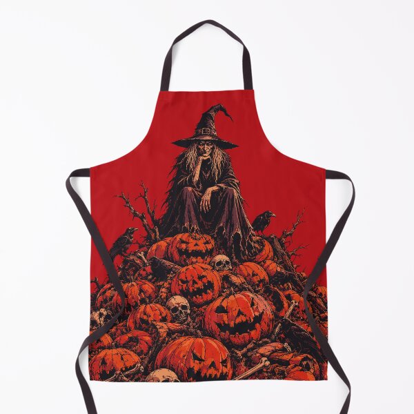 Item preview, The Witch Enthroned on a Pile of Pumpkins and Skulls - Dark Fantasy Halloween Art designed and sold by arfindo-indra.