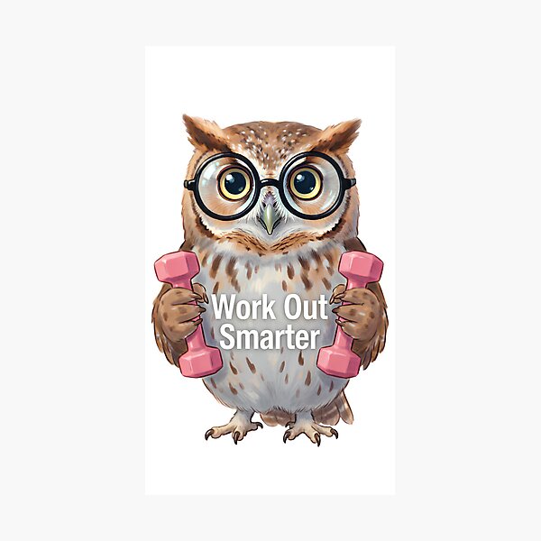 Item preview, Smart Owl Gym "Work Out Smarter" - Funny Illustration of an Owl with Glasses and Dumbbells designed and sold by fastansic.