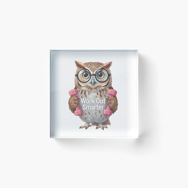 Item preview, Smart Owl Gym "Work Out Smarter" - Funny Illustration of an Owl with Glasses and Dumbbells designed and sold by fastansic.