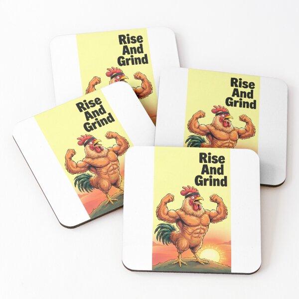 Item preview, Bodybuilding Rooster "Rise and Grind" - Motivational Illustration of a Muscular Rooster at Dawn designed and sold by fastansic.
