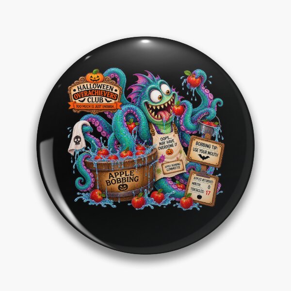 Item preview, ⚡HALLOWEEN OVERACHIEVERS CLUB -  Kevin Kraken's Apple Bobbing Commitee - dark version designed and sold by WheelieGdArt.