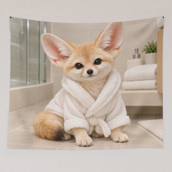 Item preview, Fennec Fox White Bathrobe designed and sold by Sillytoe.