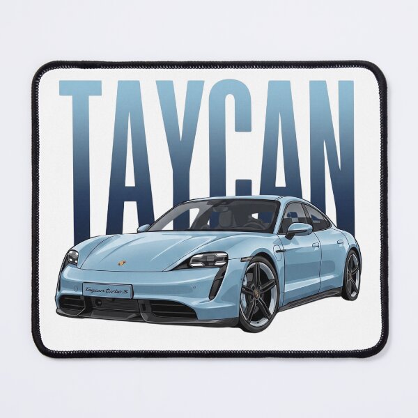 Item preview, Frozen Blue Porsche Taycan Turbo S Electric Sports Car Vector Art designed and sold by Motorline44.