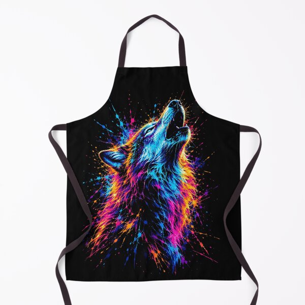 Item preview, Neon Howling Wolf - Vibrant Splatter Paint Art[cite designed and sold by arfindo-indra.