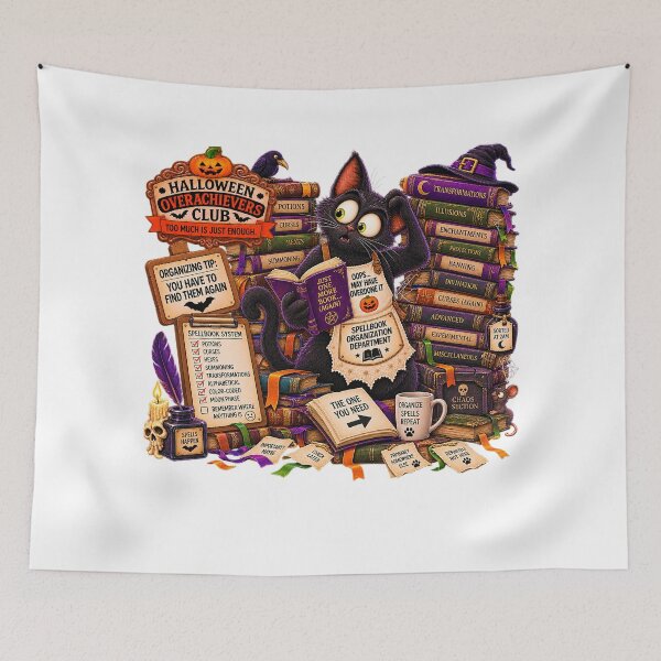 Item preview, ⚡HALLOWEEN OVERACHIEVERS CLUB -  Kitty's Spellbook Organization Overload designed and sold by WheelieGdArt.