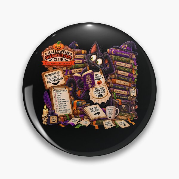 Item preview, ⚡HALLOWEEN OVERACHIEVERS CLUB -  Kitty's Spellbook Organization Overload - dark version designed and sold by WheelieGdArt.