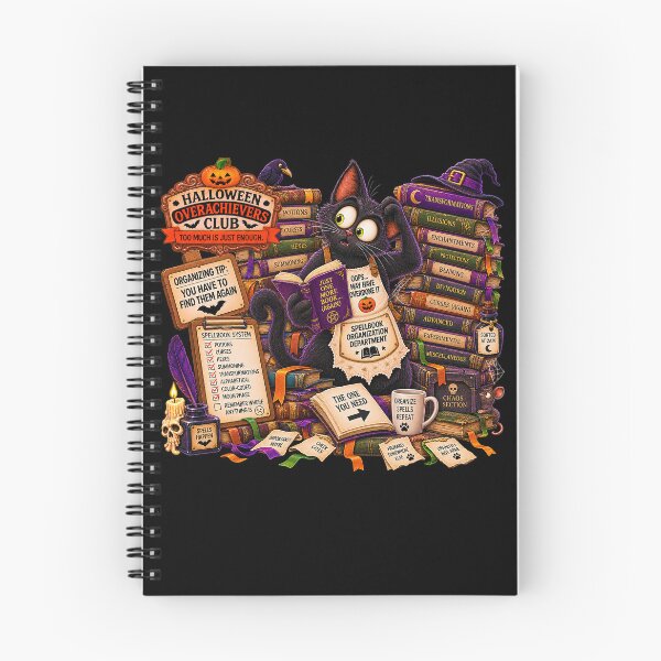 Item preview, ⚡HALLOWEEN OVERACHIEVERS CLUB -  Kitty's Spellbook Organization Overload - dark version designed and sold by WheelieGdArt.