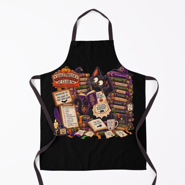 Item preview, ⚡HALLOWEEN OVERACHIEVERS CLUB - Kitty's Spellbook Organization Overload - dark version designed and sold by WheelieGdArt.