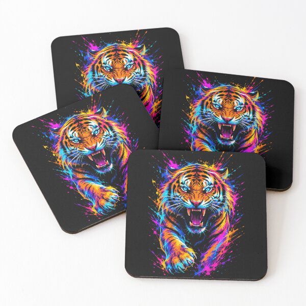 Item preview, Neon Roaring Tiger - Vibrant Splatter Paint Art designed and sold by arfindo-indra.