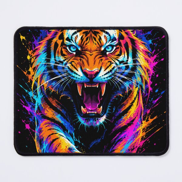 Item preview, Neon Roaring Tiger - Vibrant Splatter Paint Art designed and sold by arfindo-indra.