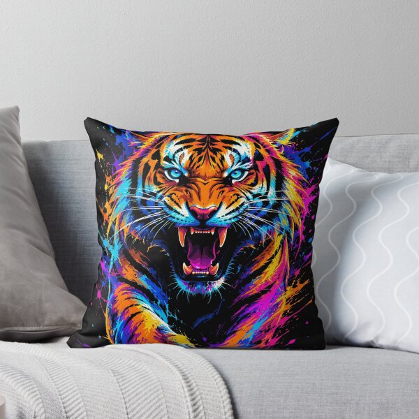 Item preview, Neon Roaring Tiger - Vibrant Splatter Paint Art designed and sold by arfindo-indra.