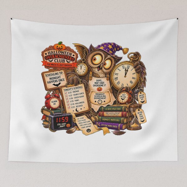 Item preview, ⚡HALLOWEEN OVERACHIEVERS CLUB -  Ollie Owl's Midnight Scheduling Department designed and sold by WheelieGdArt.