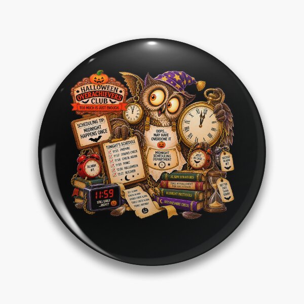 Item preview, ⚡HALLOWEEN OVERACHIEVERS CLUB -  Ollie Owl's Midnight Scheduling Department - dark version designed and sold by WheelieGdArt.